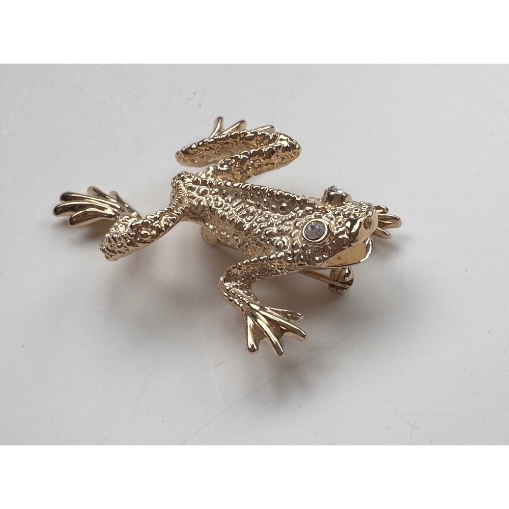 Vintage Swarovski frog brooch gold tone - Picture 5 of 7